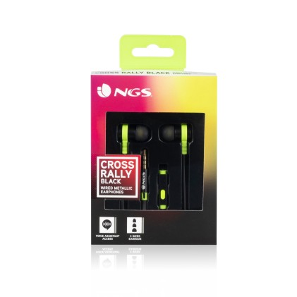 NGS Cross Rally Auricolare Cablato In-ear Musica e Chiamate Nero, Giallo