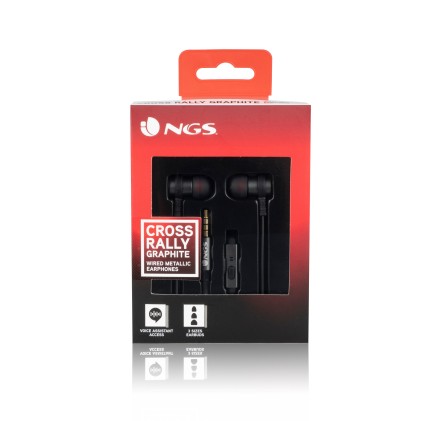 NGS Cross Rally Auricolare Cablato In-ear Musica e Chiamate Grafite