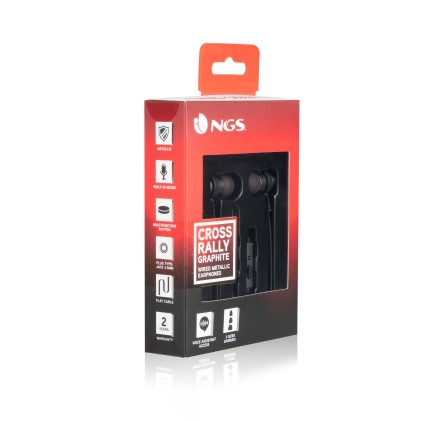 NGS Cross Rally Auricolare Cablato In-ear Musica e Chiamate Grafite