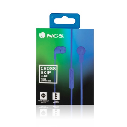 NGS Cross Skip Cuffie Cablato In-ear Musica e Chiamate Blu