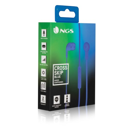 NGS Cross Skip Cuffie Cablato In-ear Musica e Chiamate Blu