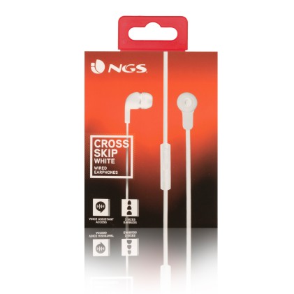 NGS Cross Skip Cuffie Cablato In-ear Musica e Chiamate Bianco