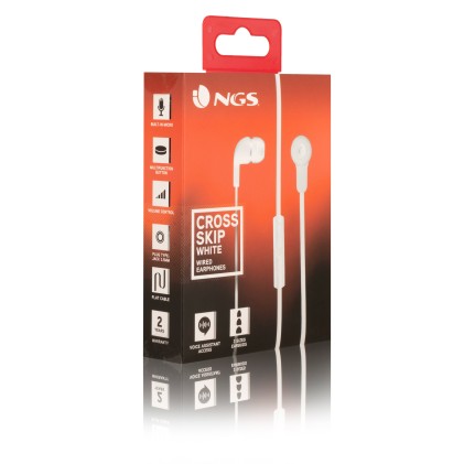 NGS Cross Skip Cuffie Cablato In-ear Musica e Chiamate Bianco