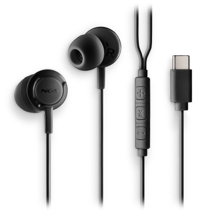 NGS CROSS STEP Auricolare Cablato In-ear Musica e Chiamate USB tipo-C Nero