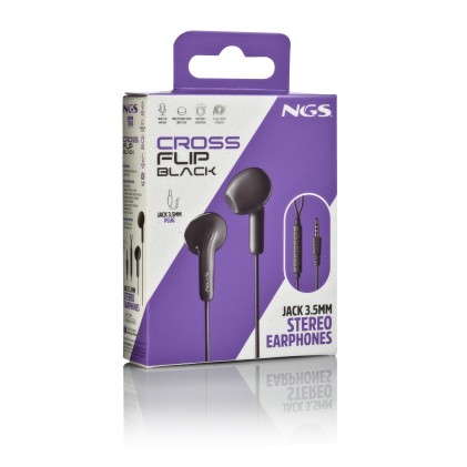 Ngs Cross Flip Black: Cuffie Intrauricolari Con Microfono E Controllo Del Volume. Pulsante Multifunz