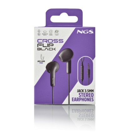Ngs Cross Flip Black: Cuffie Intrauricolari Con Microfono E Controllo Del Volume. Pulsante Multifunz