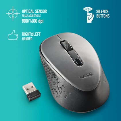 NGS DEW mouse Ambidestro RF Wireless Ottico 1600 DPI