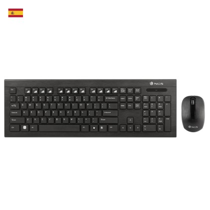 NGS Dragonfly Kit, QWERTY, ES tastiera Mouse incluso RF Wireless Spagnolo Nero