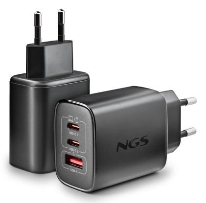 Ngs Era 65W: Caricatore Gan Da Parete Universale Da 65W Con 3 Porte: 2X Usb-C + Usb-A