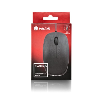 Mouse NGS Flame USB-C 1000 dpi - 2 pulsanti - Uso ambidestro - Nero