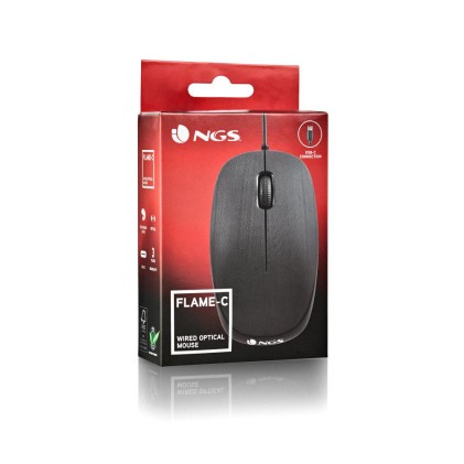 Mouse NGS Flame USB-C 1000 dpi - 2 pulsanti - Uso ambidestro - Nero