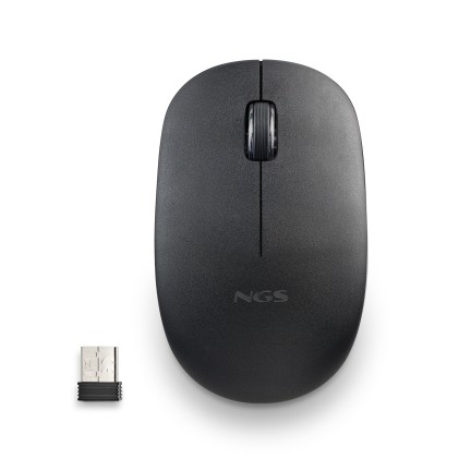 Ngs Mouse Wireless 2.4 Ghz,Con Rotella, Silenzioso, Usb Nano, Nero