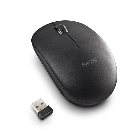 Ngs Mouse Wireless 2.4 Ghz,Con Rotella, Silenzioso, Usb Nano, Nero