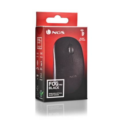 Ngs Mouse Wireless 2.4 Ghz,Con Rotella, Silenzioso, Usb Nano, Nero