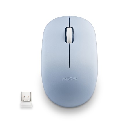 Ngs Mouse Wireless 2.4 Ghz,Con Rotella, Silenzioso, Usb Nano, Azzurro