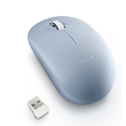 Ngs Mouse Wireless 2.4 Ghz,Con Rotella, Silenzioso, Usb Nano, Azzurro