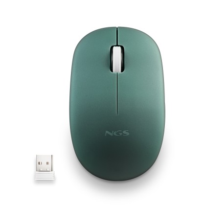 Ngs Mouse Wireless 2.4 Ghz,Con Rotella, Silenzioso, Usb Nano, Verde