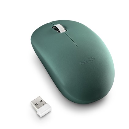 Ngs Mouse Wireless 2.4 Ghz,Con Rotella, Silenzioso, Usb Nano, Verde