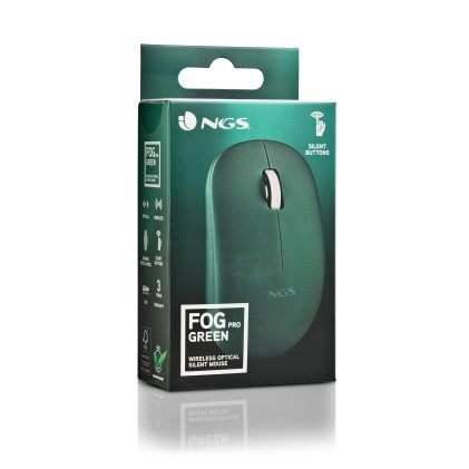 Ngs Mouse Wireless 2.4 Ghz,Con Rotella, Silenzioso, Usb Nano, Verde