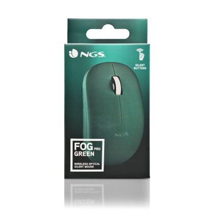 Ngs Mouse Wireless 2.4 Ghz,Con Rotella, Silenzioso, Usb Nano, Verde