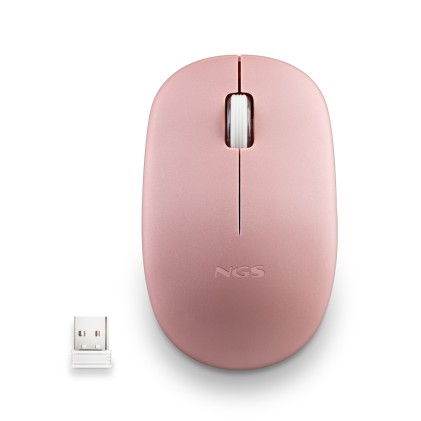 Ngs Mouse Wireless 2.4 Ghz,Con Rotella, Silenzioso, Usb Nano, Rosa