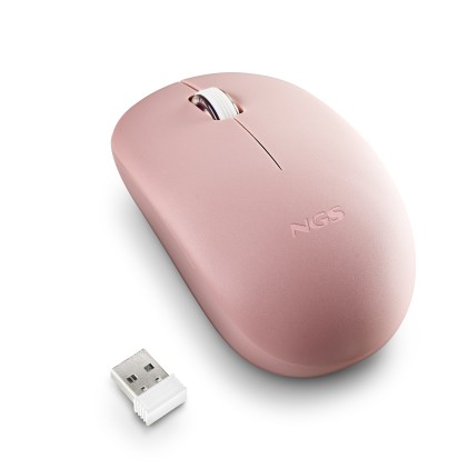 Ngs Mouse Wireless 2.4 Ghz,Con Rotella, Silenzioso, Usb Nano, Rosa