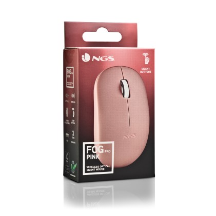 Ngs Mouse Wireless 2.4 Ghz,Con Rotella, Silenzioso, Usb Nano, Rosa