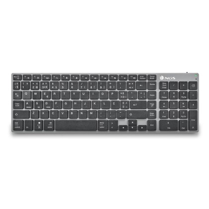 NGS FORTUNE-BT, QWERTY, PT tastiera Universale Bluetooth layout Portoghese Nero, Argento