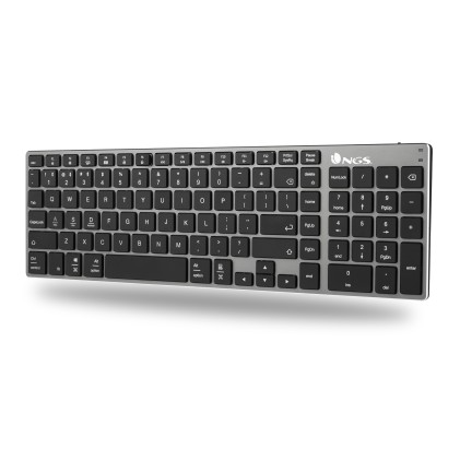 NGS FORTUNE-BT, QWERTY, PT tastiera Universale Bluetooth layout Portoghese Nero, Argento
