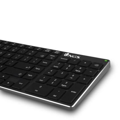 NGS FORTUNE-BT, QWERTY, PT tastiera Universale Bluetooth layout Portoghese Nero, Argento