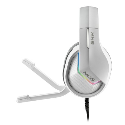 Ngs Cuffie Gaming Rgb, Controllo Volume In Linea, Disattivazione Microfono, Cavo 2M, White