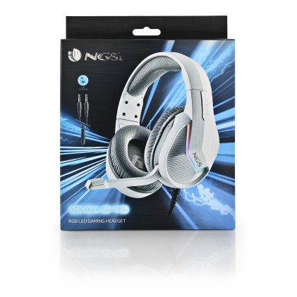 Ngs Cuffie Gaming Rgb, Controllo Volume In Linea, Disattivazione Microfono, Cavo 2M, White