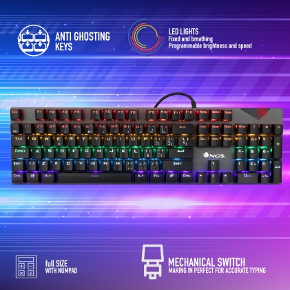 Ngs Tastiera Gaming Rgb N-Key Roll, 5 Macro Programmabile, 13 Tasti, Layout Ita, Cavo 1,8M