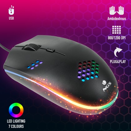 NGS GMX-120 mouse Ambidestro USB tipo A Ottico 1200 DPI