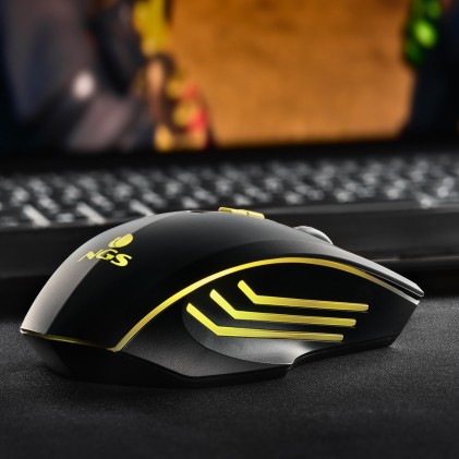 Ngs Mouse Gaming Wireless, Luce Led Arcobaleno, Ergonomico, Ultraleggero, 7 Pulsanti, Usb C