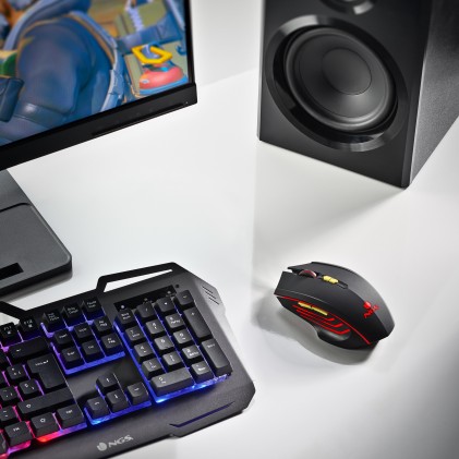 Ngs Mouse Gaming Wireless, Luce Led Arcobaleno, Ergonomico, Ultraleggero, 7 Pulsanti, Usb C