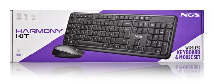 NGS HARMONY KIT (QUERTY, ES) tastiera Mouse incluso Universale RF Wireless QWERTY Spagnolo Nero