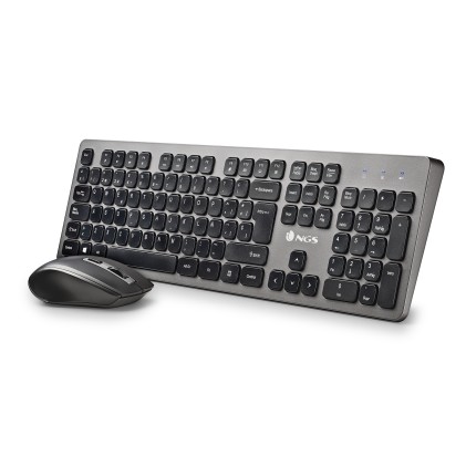 NGS IDOL KIT tastiera Mouse incluso RF Wireless QWERTY Nero, Argento