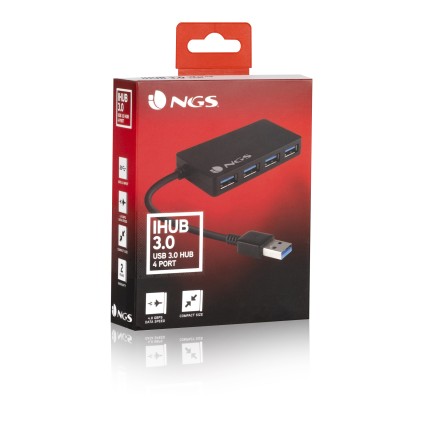NGS iHub 3.0 USB 3.2 Gen 1 (3.1 Gen 1) Type-A 5000 Mbit/s Nero