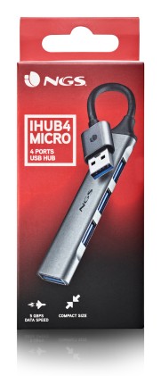NGS IHUB4 MICRO USB 3.2 Gen 1 (3.1 Gen 1) Type-A 5000 Mbit/s Argento