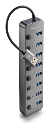 NGS IHUB 8 USB 2.0 Type-A 5000 Mbit/s Grigio