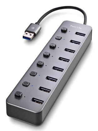 NGS IHUB 8 USB 2.0 Type-A 5000 Mbit/s Grigio