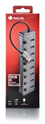 NGS IHUB 8 USB 2.0 Type-A 5000 Mbit/s Grigio