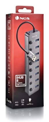 NGS IHUB 8 USB 2.0 Type-A 5000 Mbit/s Grigio
