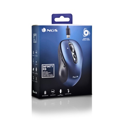 Ngs Mouse Connessione 2,4 Ghz + Bluetooth 5.1, 6 Pulsanti, Ric Usb C
