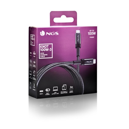 NGS KNOT 100W-3 cavo USB USB 2.0 3 m USB C Nero