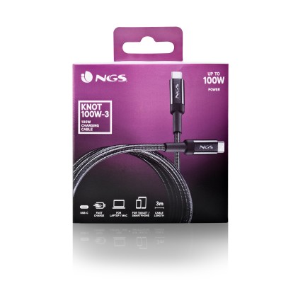 NGS KNOT 100W-3 cavo USB USB 2.0 3 m USB C Nero
