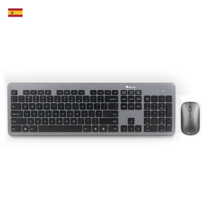 NGS Matrix Kit, QWERTY, ES tastiera Mouse incluso RF Wireless Spagnolo Grigio