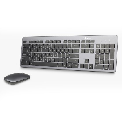 NGS Matrix Kit, QWERTY, ES tastiera Mouse incluso RF Wireless Spagnolo Grigio