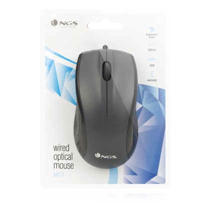 NGS Black Mist mouse Mano destra USB tipo A Ottico 800 DPI